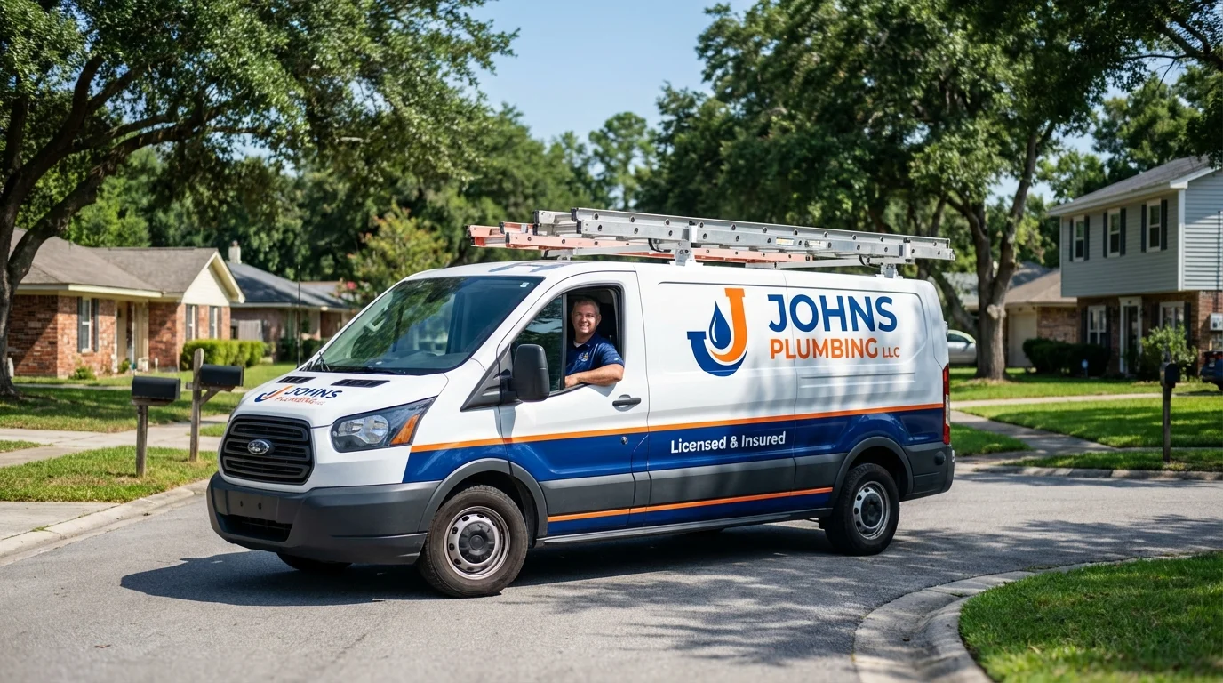 Johns Plumbing LLC service van in Harlan, IN