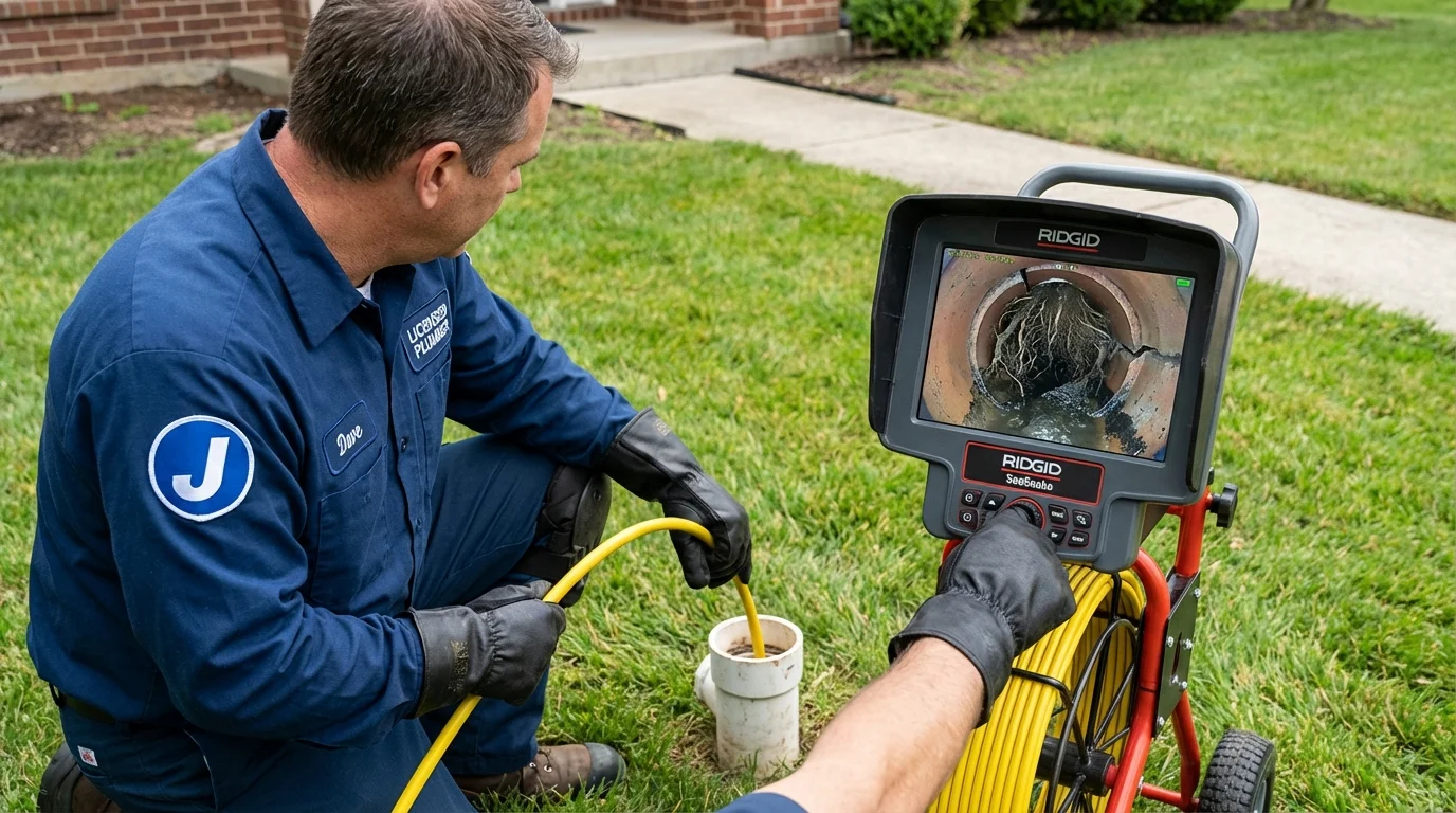 Sewer camera inspection being performed by Johns Plumbing LLC in Harlan